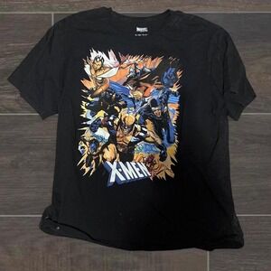 XL men's Black skater Marvel X-Men retro t-shirt really cool design front hit